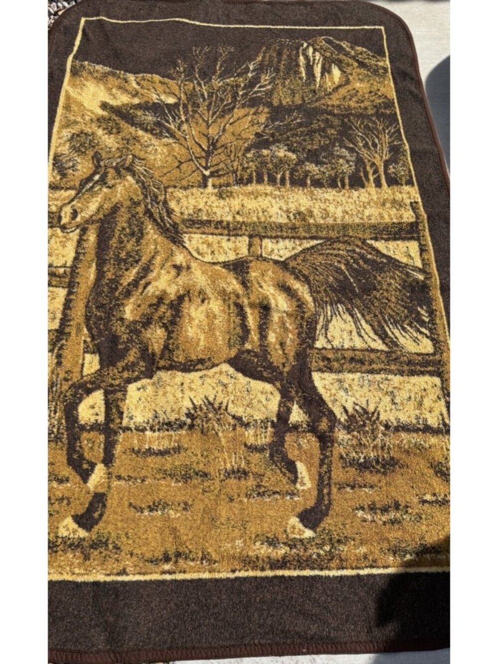 Vintage San Marcos Equestrian Blanket Horse Western Double Sided 49 X 83" - Picture 3 of 9